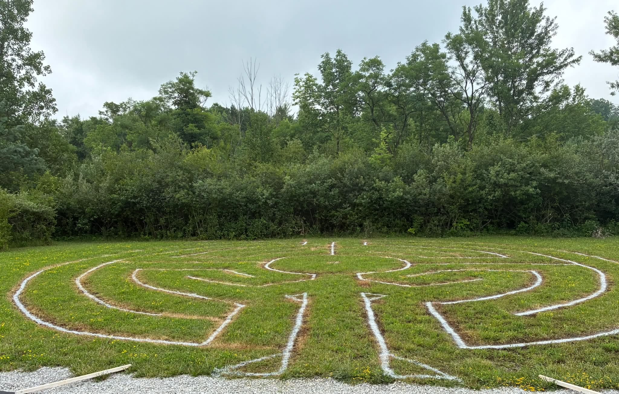 New small walking labyrinth inscribed in the grass at Unity of Chesterland.